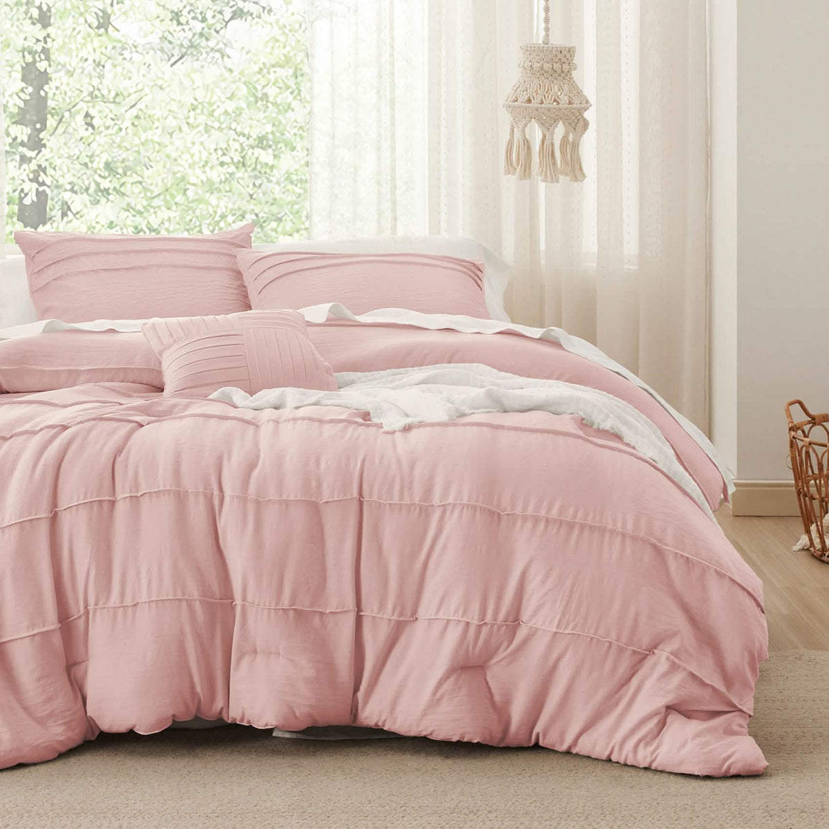 Bed Comforter, Pinch Pleat Set for Year-Round Bedroom Comfort and Restful Sleep, 5 Sizes and 19 Colors image 98
