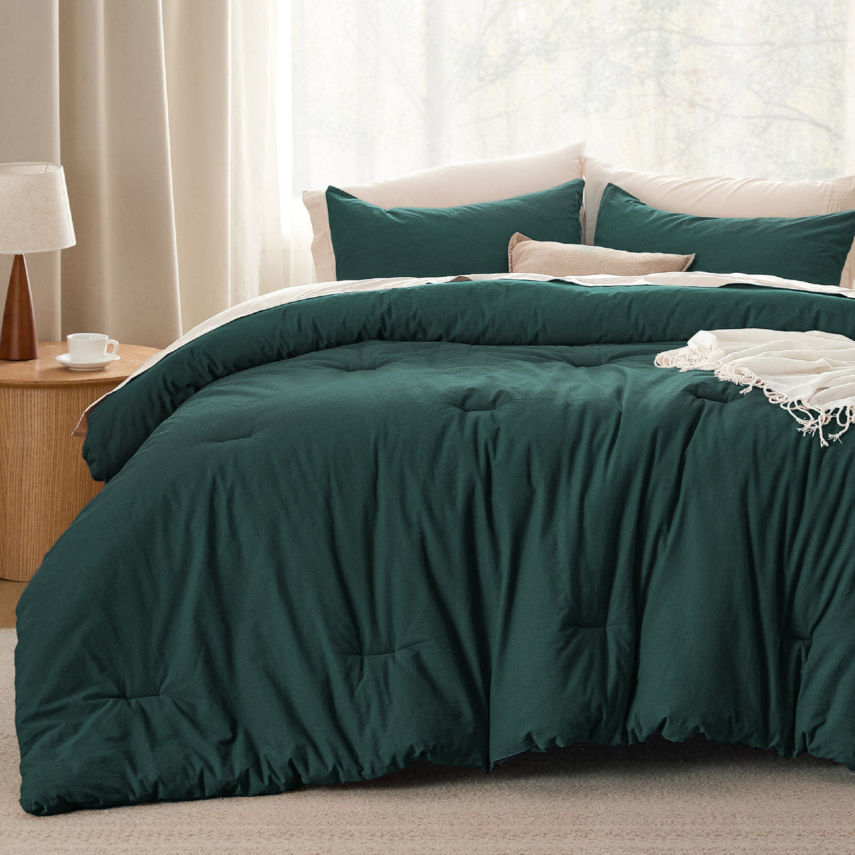 Bed Comforter, Prewashed Cotton Set for Year-Round Bedroom Comfort and Restful Sleep, 5 Sizes and 12 Colors image 98