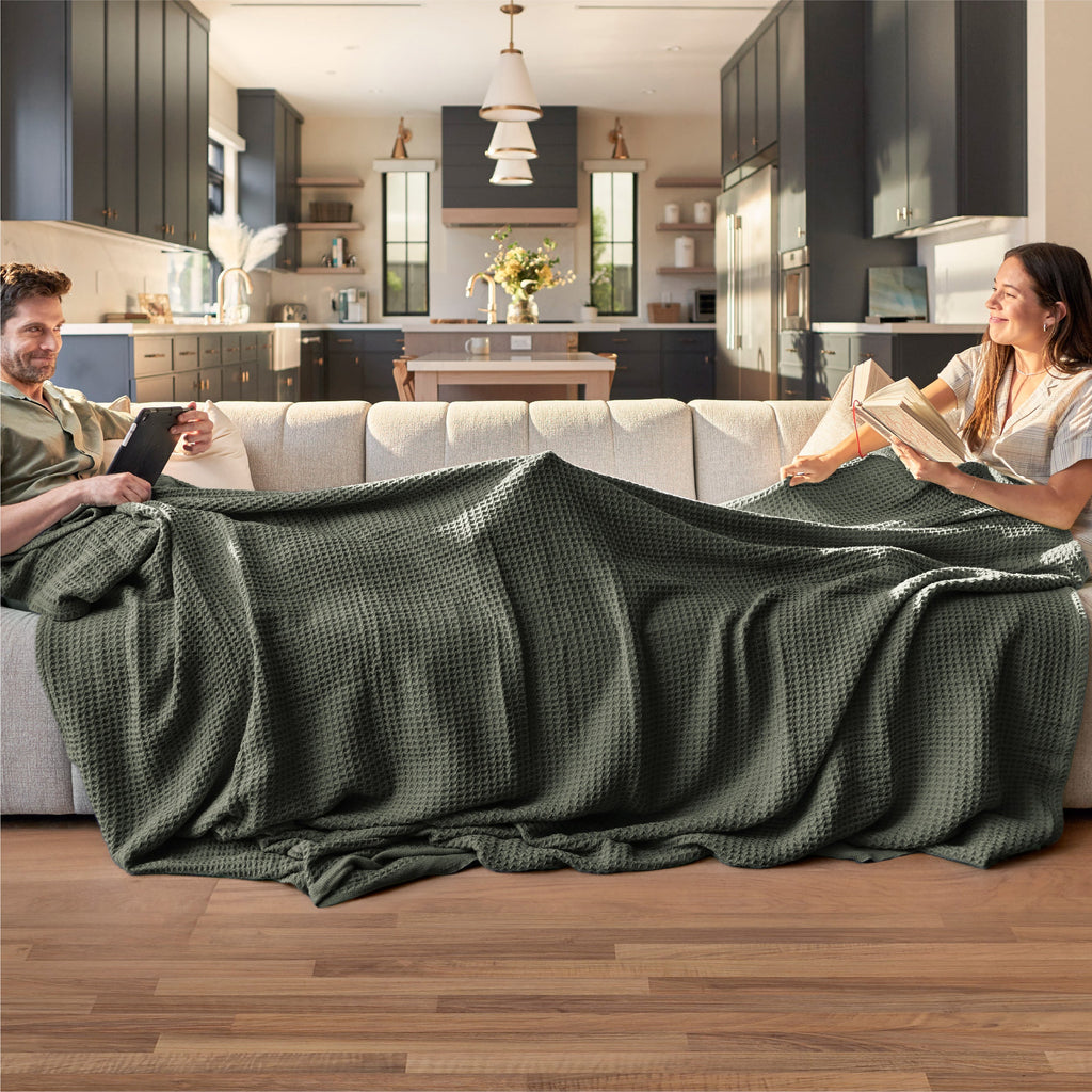 Cozy Throw Blanket, Cotton Waffle Weave, Lightweight Design, Breathable Construction for Living Rooms, Bedrooms and Everyday Lounging image 98