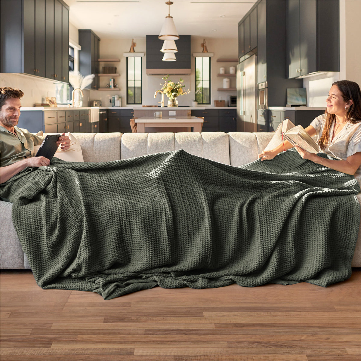 Cozy Throw Blanket, Cotton Waffle Weave, Lightweight Design, Breathable Construction for Living Rooms, Bedrooms and Everyday Lounging image 98