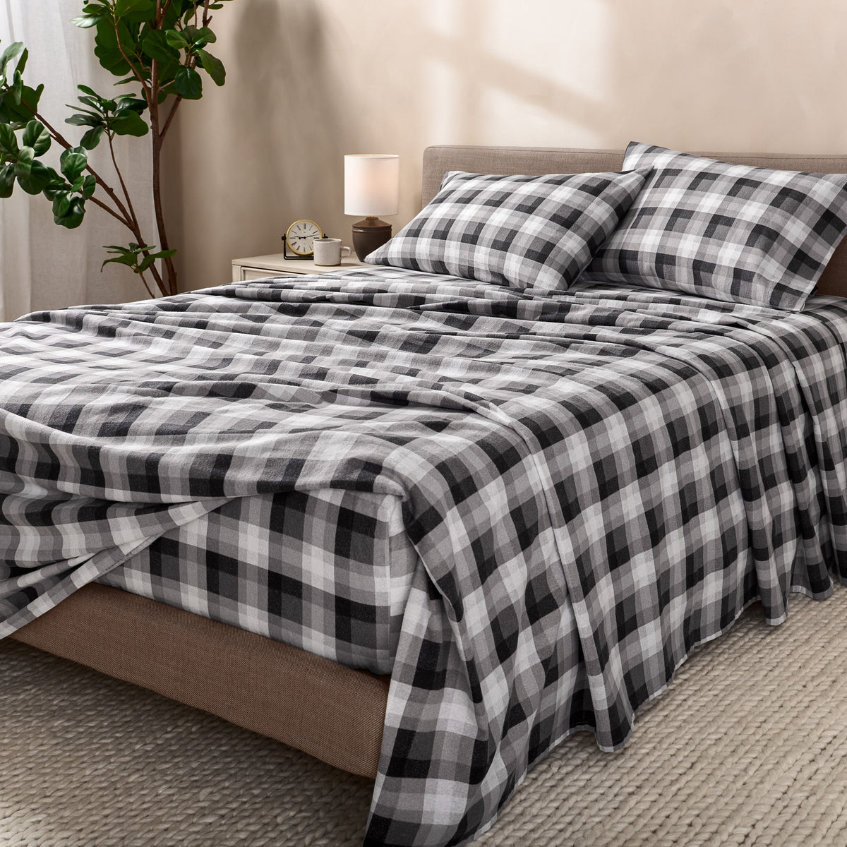 Bed Sheet Set, Cotton Flannel Prints for Master Bedrooms, Guest Beds and Daily Use, 7 Sizes and 30 Colors image 99