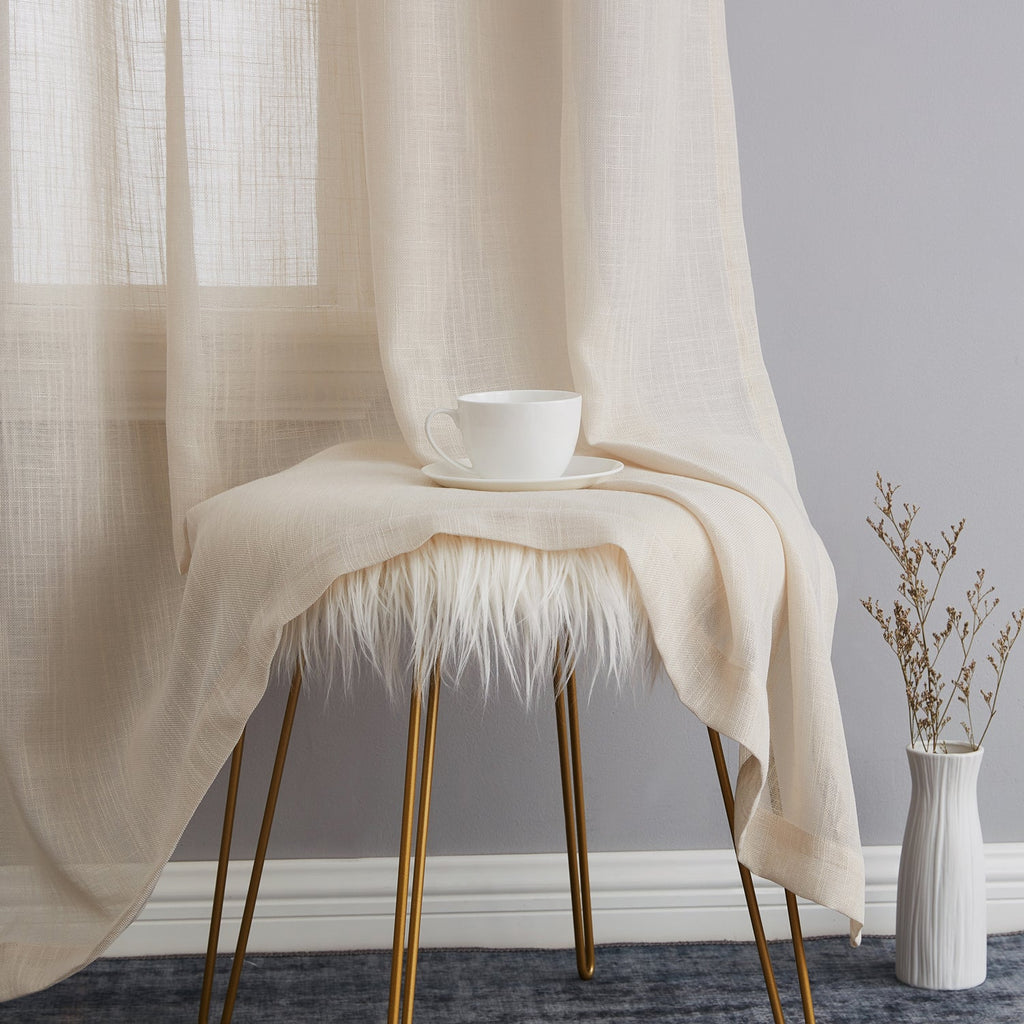 Window Curtain, Privacy Faux Linen Textured Semi Sheer Panels for Windows, Room Styling and Everyday Privacy, 7 Sizes and 14 Colors image 99