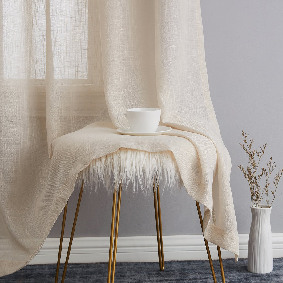 Window Curtain, Privacy Faux Linen Textured Semi Sheer Panels for Windows, Room Styling and Everyday Privacy, 7 Sizes and 14 Colors image 99