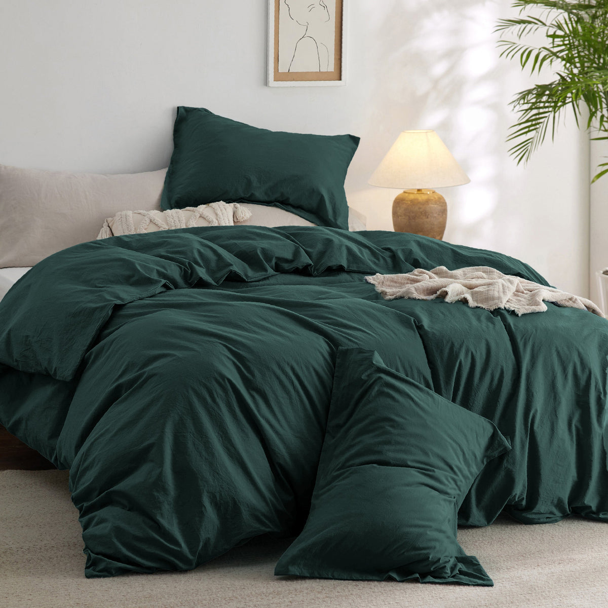 Bed Comforter, Prewashed Cotton Set for Year-Round Bedroom Comfort and Restful Sleep, 5 Sizes and 12 Colors image 99