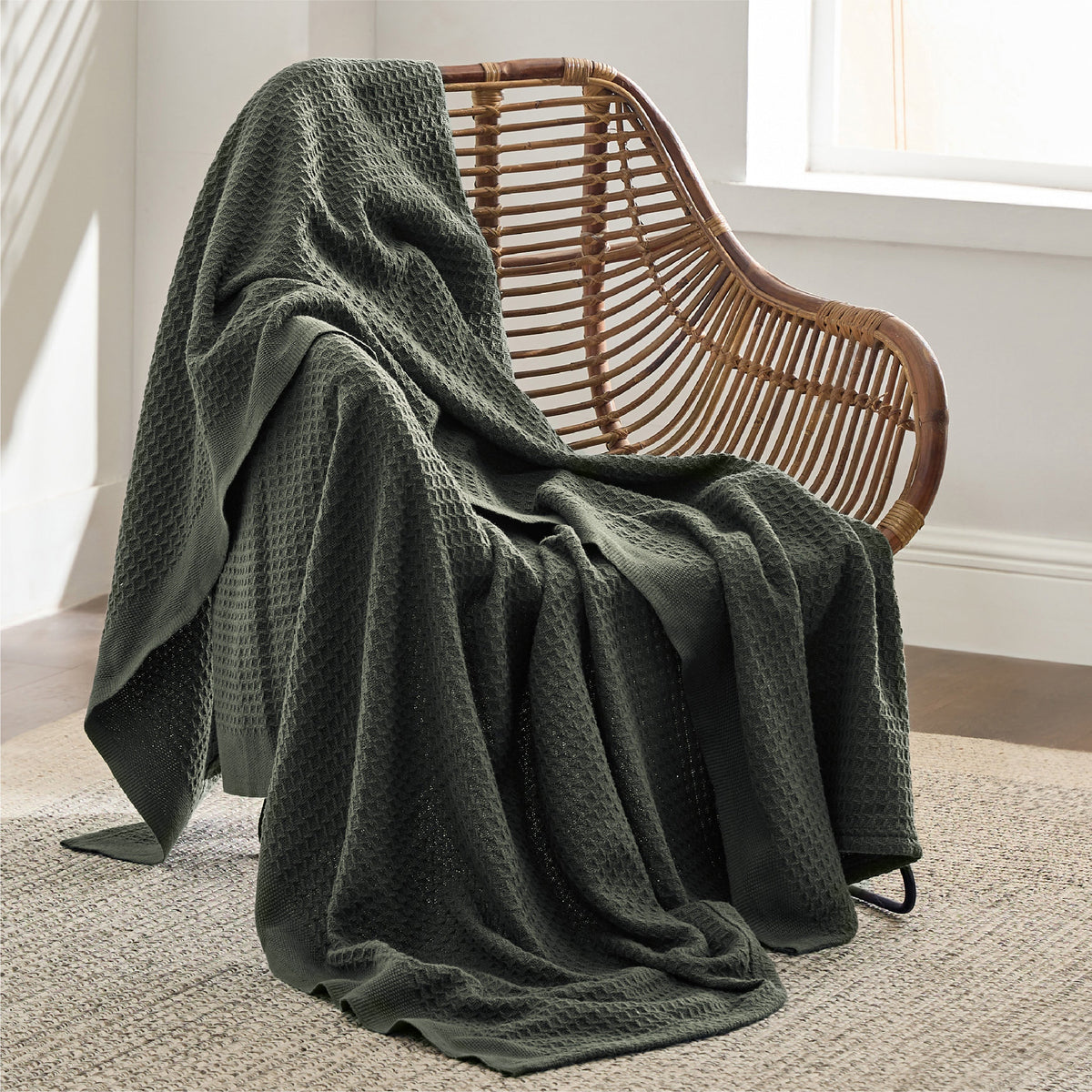 Cozy Throw Blanket, Cotton Waffle Weave, Lightweight Design, Breathable Construction for Living Rooms, Bedrooms and Everyday Lounging image 100