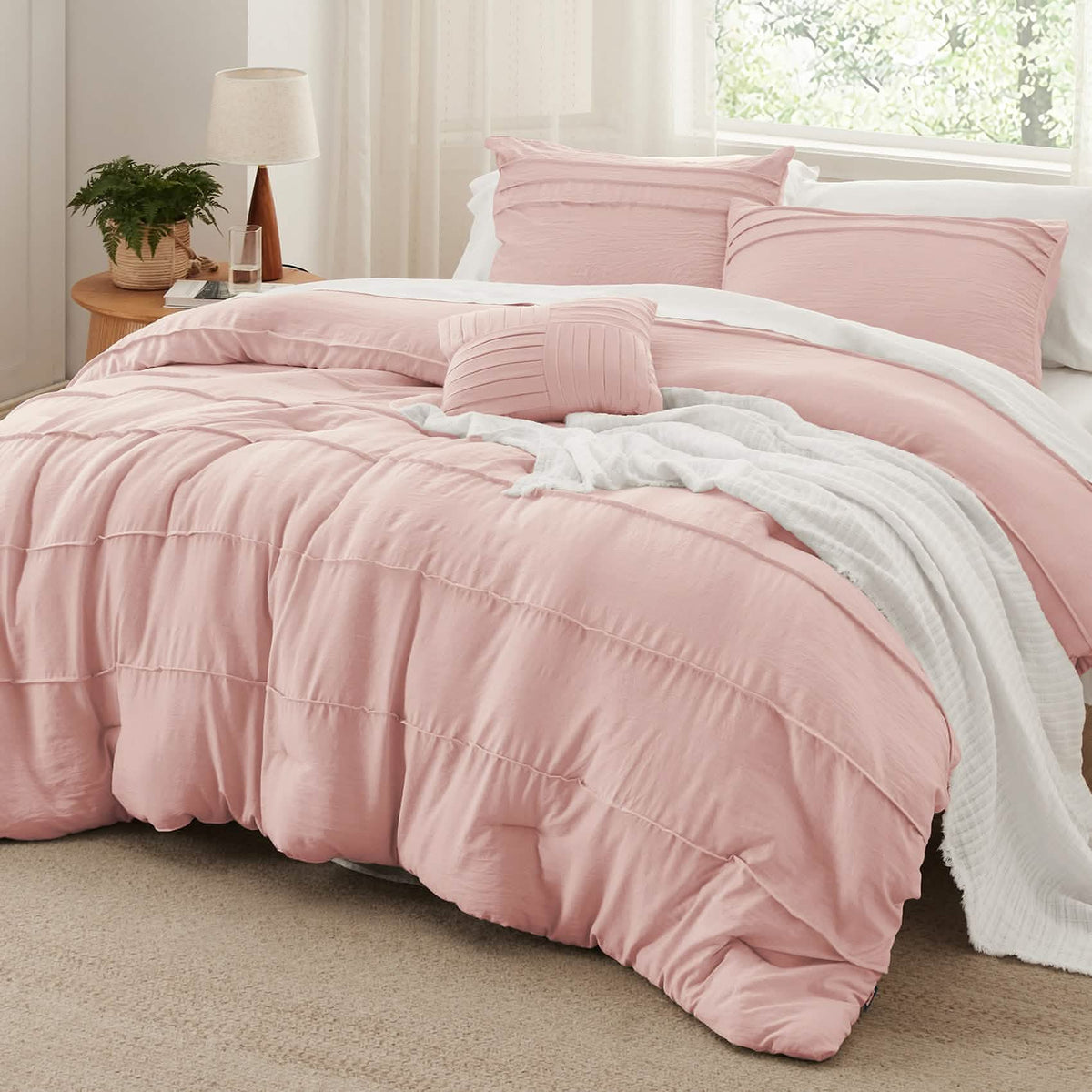 Bed Comforter, Pinch Pleat Set for Year-Round Bedroom Comfort and Restful Sleep, 5 Sizes and 19 Colors image 101