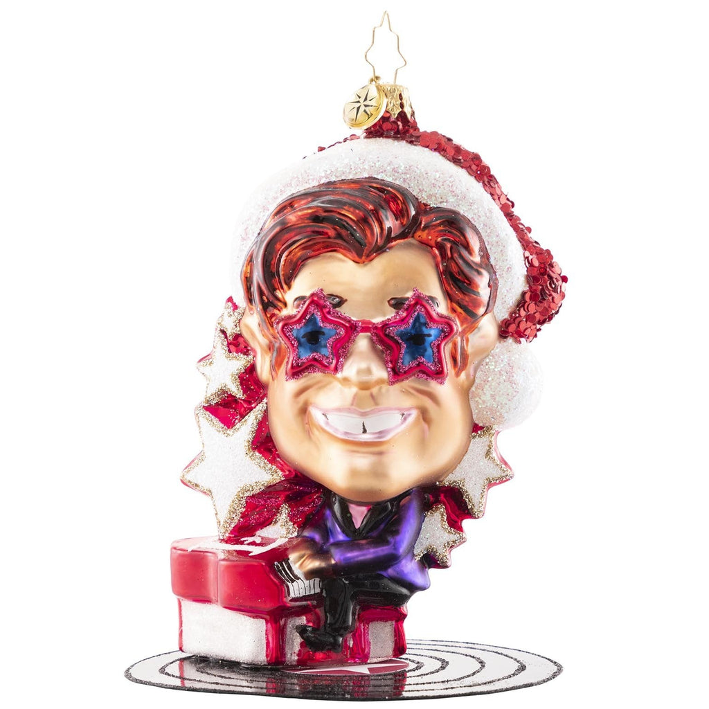 Holiday Figure Ornament, Singer Design with a Santa Hat and Signature Sunglasses for Christmas Displays and Seasonal Decorating image 3