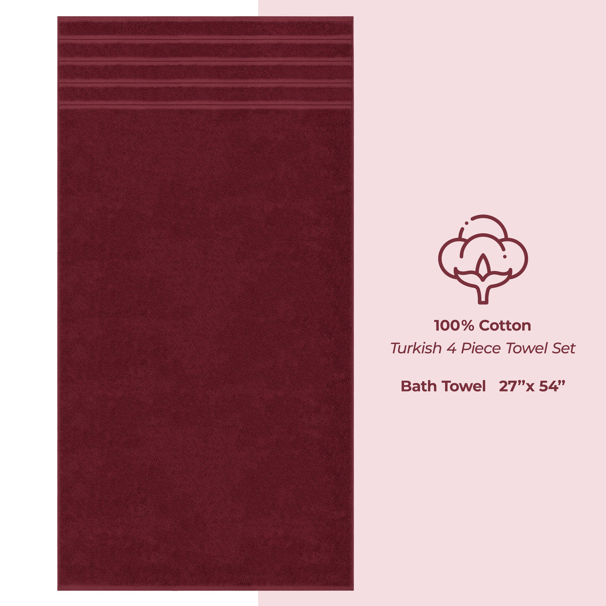 Bath Towel Set, 100% Cotton Turkish Towels for Bathroom, 4 for Home Bathrooms and Everyday Care, 21 Color Options image 103