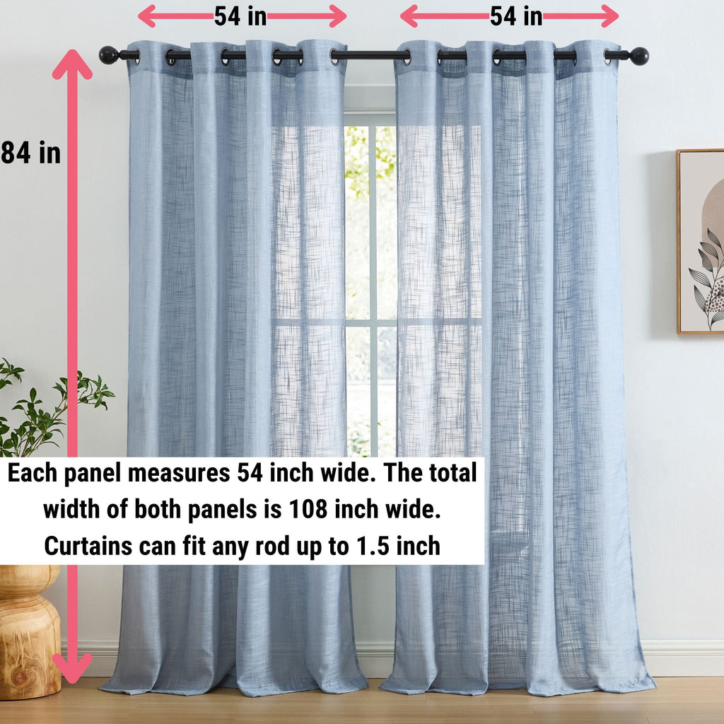 Window Curtain, Privacy Faux Linen Textured Semi Sheer Panels for Windows, Room Styling and Everyday Privacy, 7 Sizes and 14 Colors image 103
