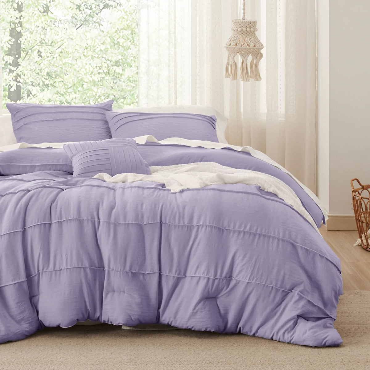 Bed Comforter, Pinch Pleat Set for Year-Round Bedroom Comfort and Restful Sleep, 5 Sizes and 19 Colors image 104