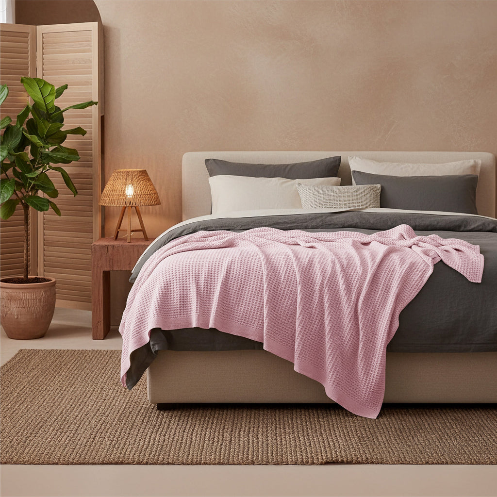 Cozy Throw Blanket, Cotton Waffle Weave, Lightweight Design, Breathable Construction for Living Rooms, Bedrooms and Everyday Lounging image 104