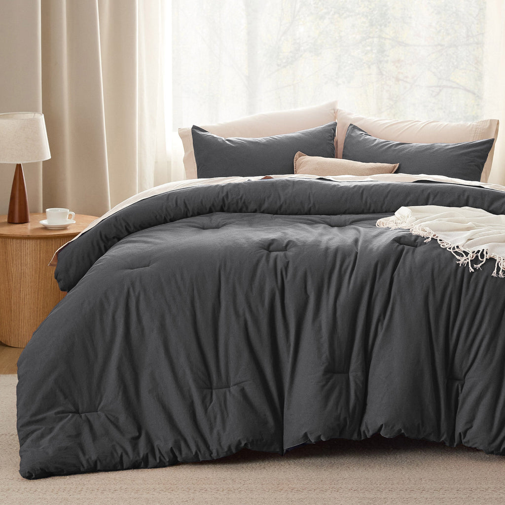Bed Comforter, Prewashed Cotton Set for Year-Round Bedroom Comfort and Restful Sleep, 5 Sizes and 12 Colors image 104