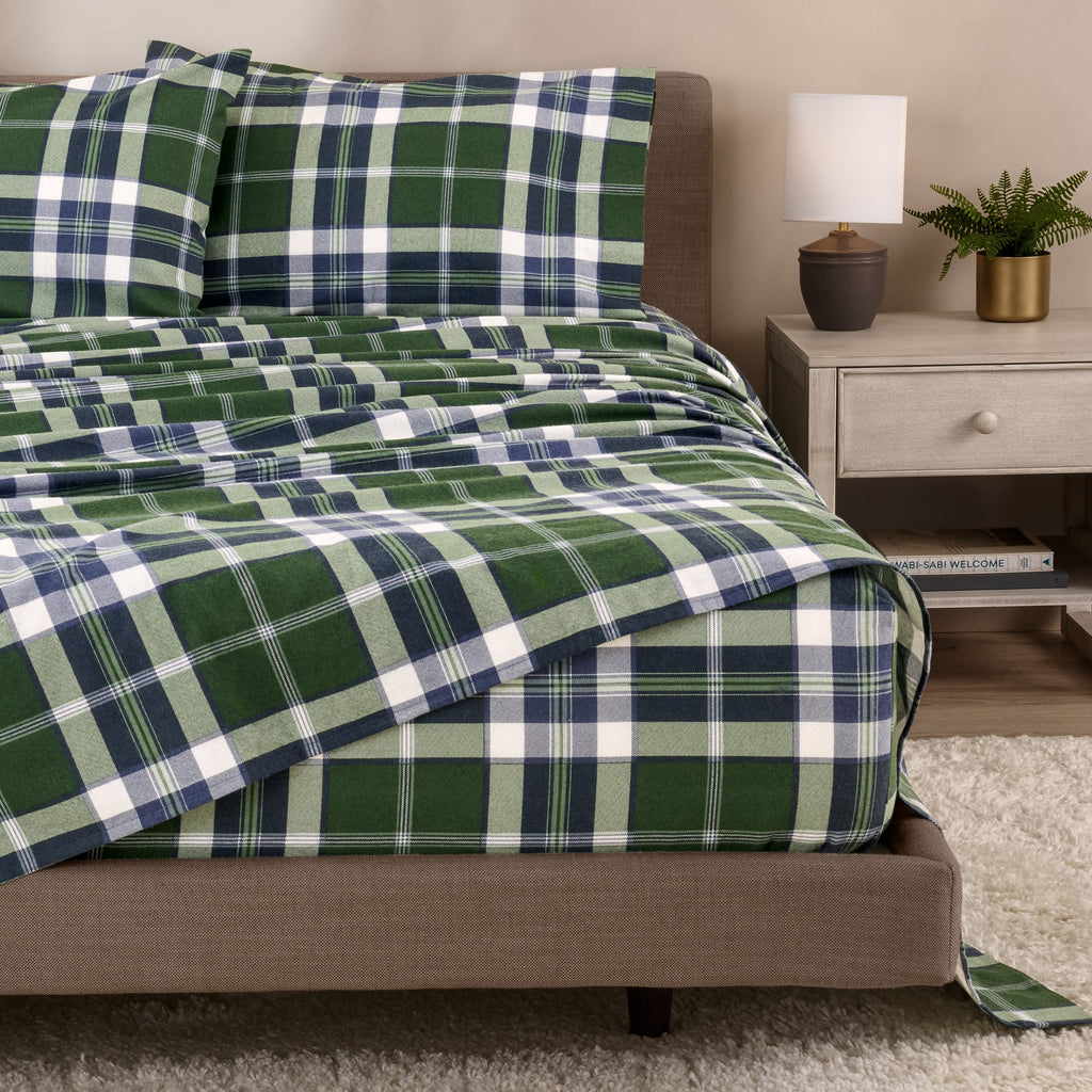 Bed Sheet Set, Cotton Flannel Prints for Master Bedrooms, Guest Beds and Daily Use, 7 Sizes and 30 Colors image 106