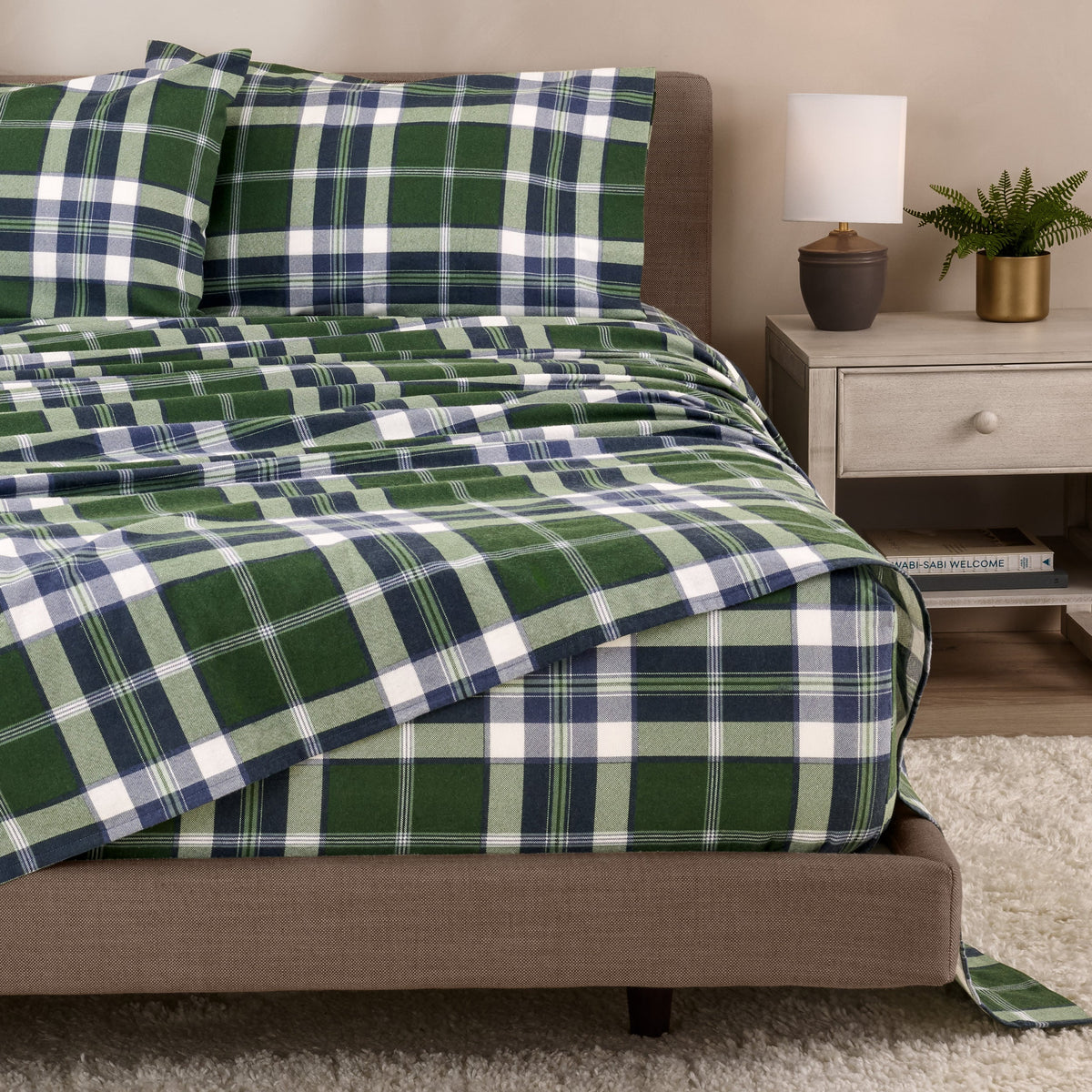 Bed Sheet Set, Cotton Flannel Prints for Master Bedrooms, Guest Beds and Daily Use, 7 Sizes and 30 Colors image 106