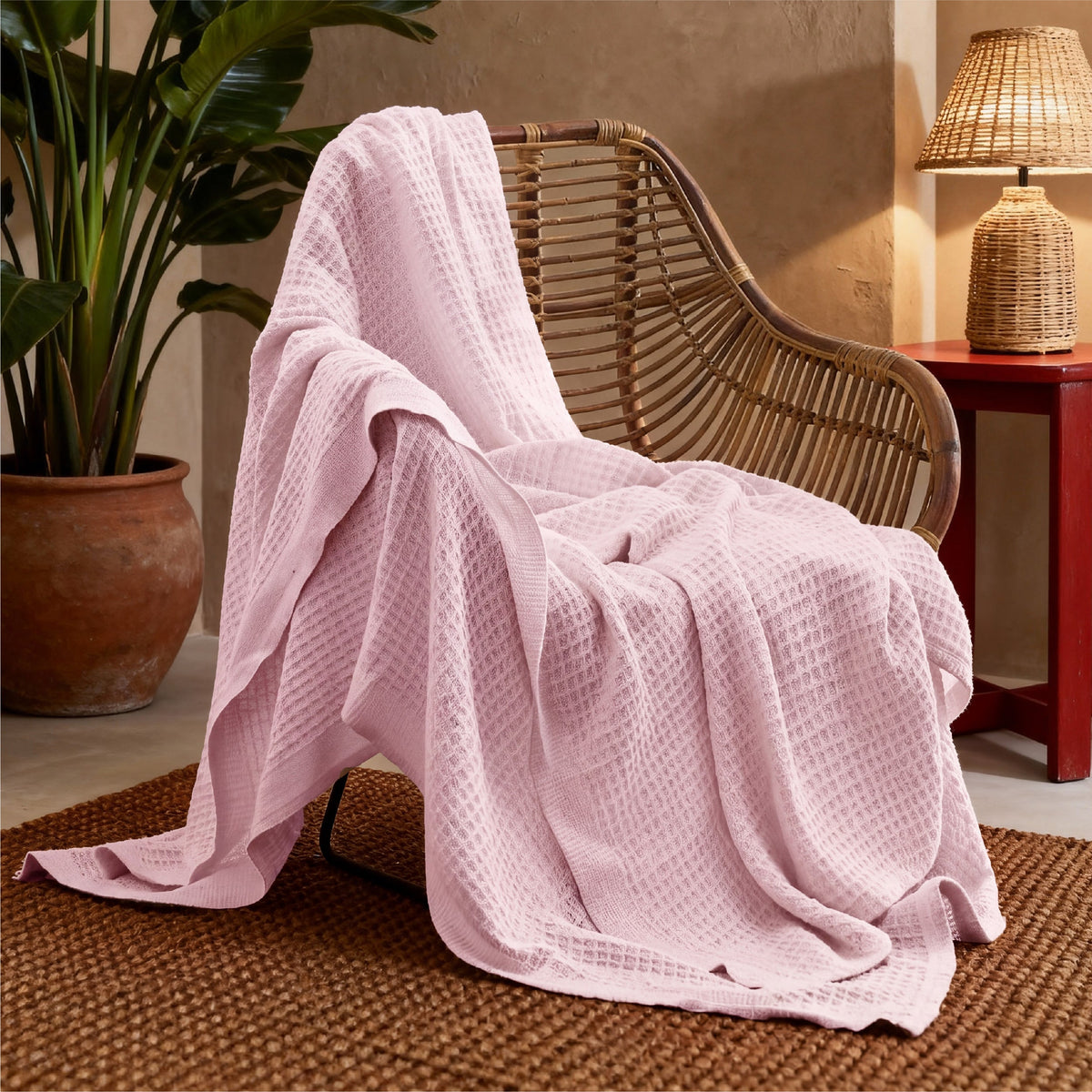 Cozy Throw Blanket, Cotton Waffle Weave, Lightweight Design, Breathable Construction for Living Rooms, Bedrooms and Everyday Lounging image 106