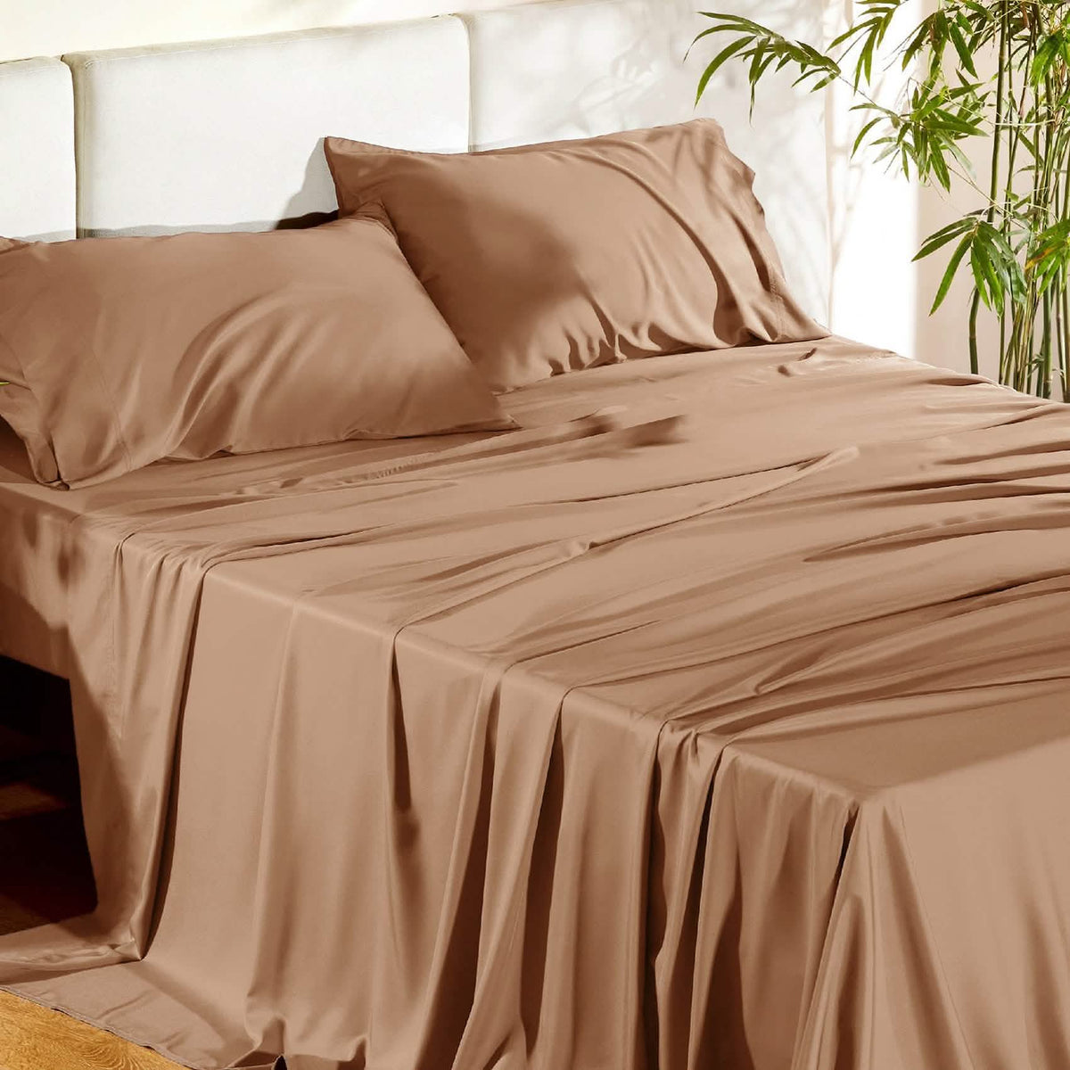 Bed Sheet Set, Rayon Derived from Bamboo, Cooling Comfort, Breathable Construction for Everyday Bedroom Comfort and Guest Rooms image 106