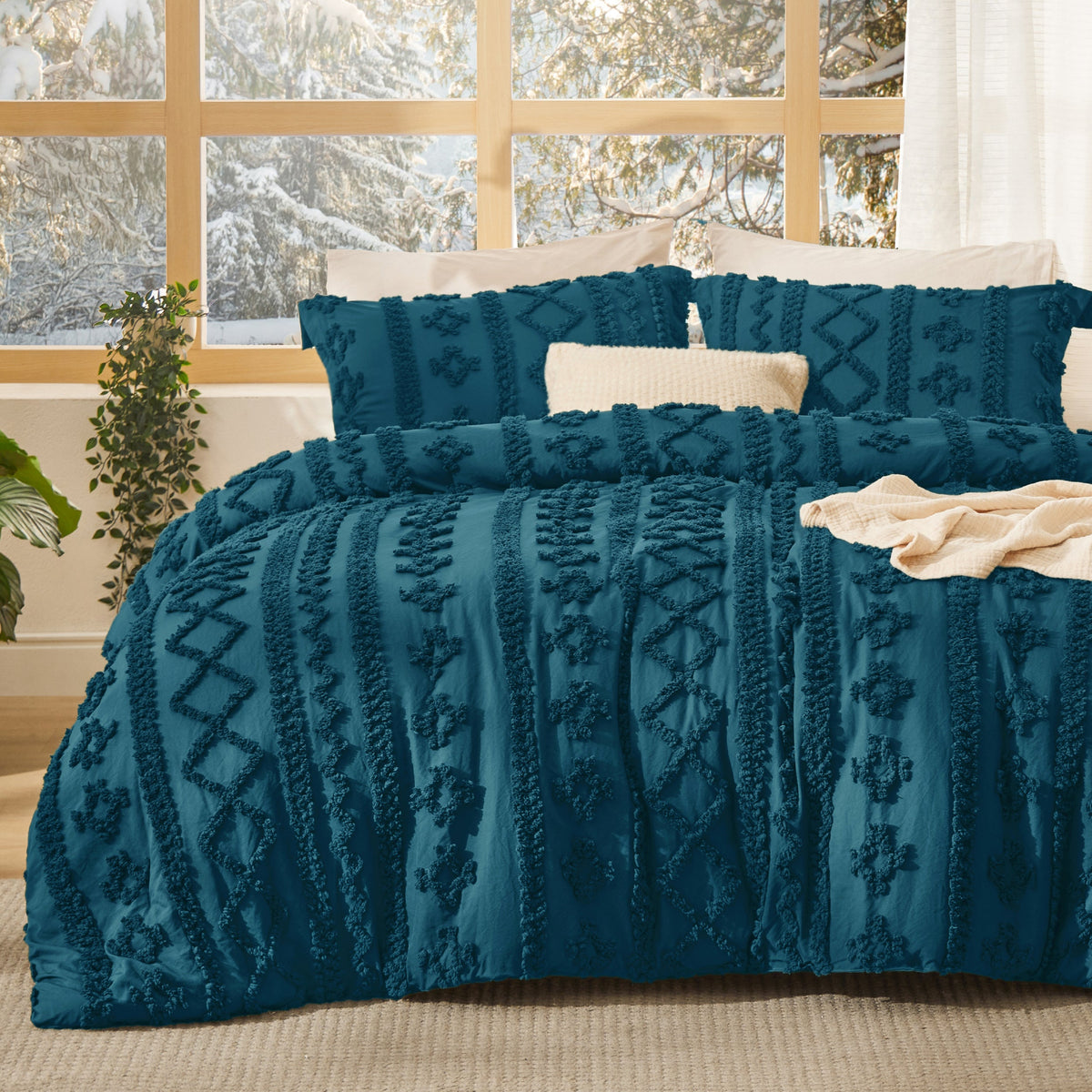 Bed Comforter, Boho Deluxe Embroidery Set, Breathable Construction, Machine-Washable Care for Everyday Bedding and Comfortable Sleep image 106