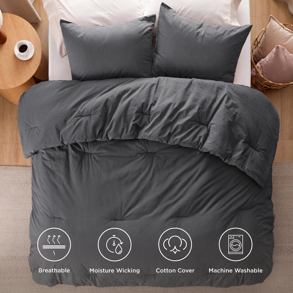 Bed Comforter, Prewashed Cotton Set for Year-Round Bedroom Comfort and Restful Sleep, 5 Sizes and 12 Colors image 107