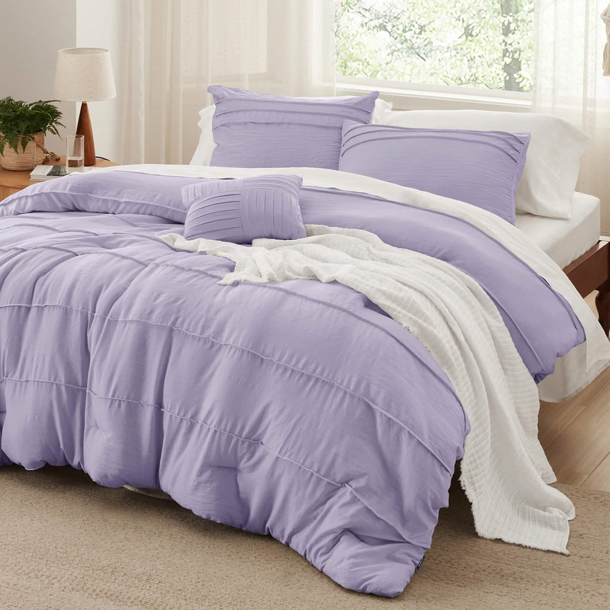 Bed Comforter, Pinch Pleat Set for Year-Round Bedroom Comfort and Restful Sleep, 5 Sizes and 19 Colors image 107