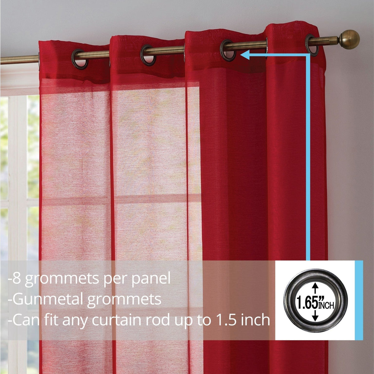 Window Curtain, Victoria Semi Sheer Grommet Panels for Windows, Room Styling and Everyday Privacy, 14 Sizes and 28 Colors image 108