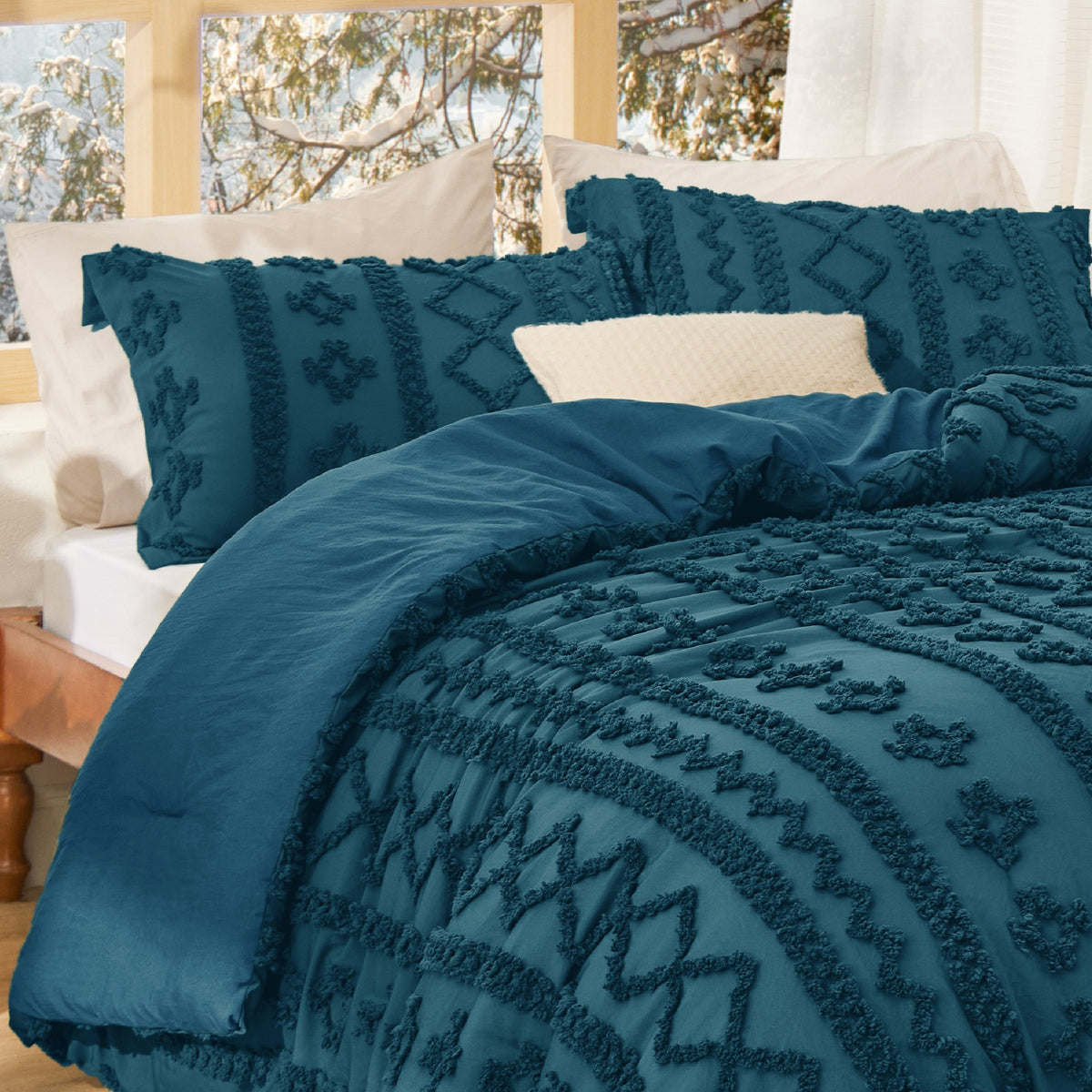 Bed Comforter, Boho Deluxe Embroidery Set, Breathable Construction, Machine-Washable Care for Everyday Bedding and Comfortable Sleep image 108