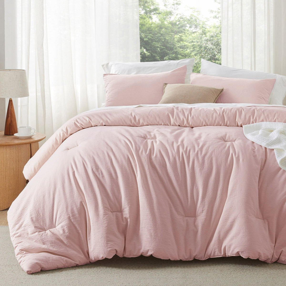 Bed Comforter, Prewashed Cotton Set for Year-Round Bedroom Comfort and Restful Sleep, 5 Sizes and 12 Colors image 110