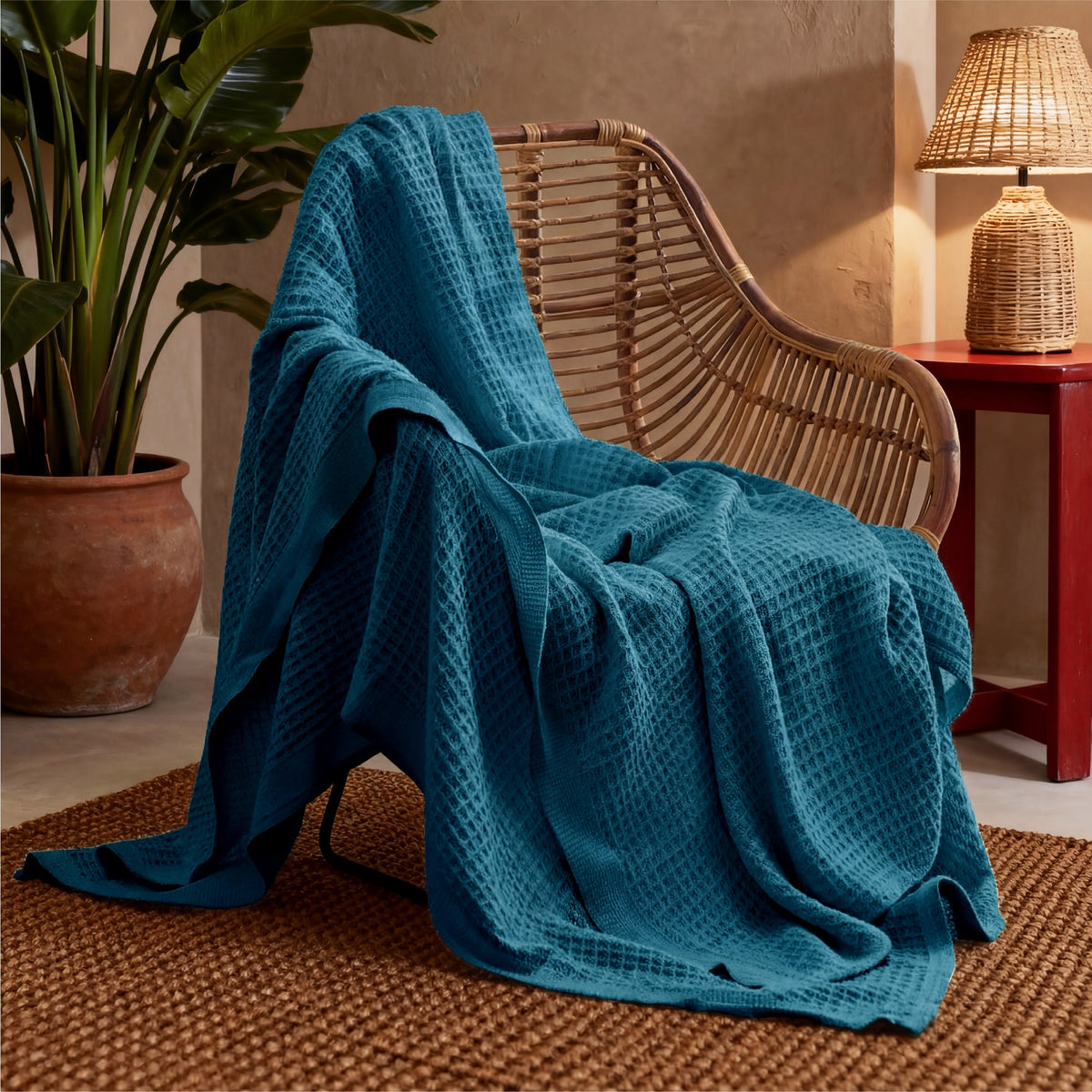 Cozy Throw Blanket, Cotton Waffle Weave, Lightweight Design, Breathable Construction for Living Rooms, Bedrooms and Everyday Lounging image 111