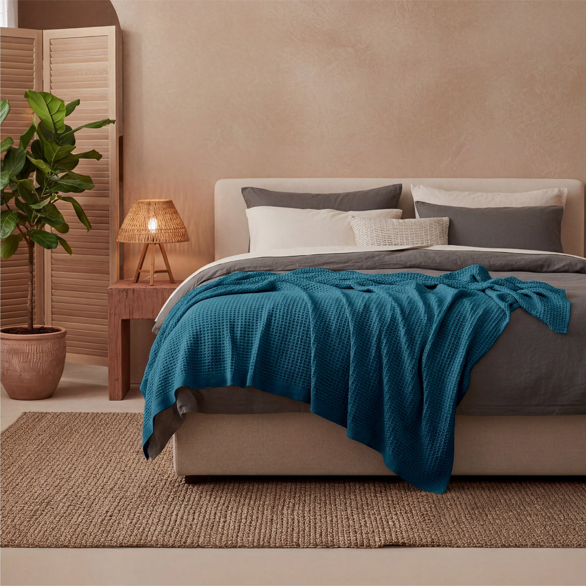 Cozy Throw Blanket, Cotton Waffle Weave, Lightweight Design, Breathable Construction for Living Rooms, Bedrooms and Everyday Lounging image 113
