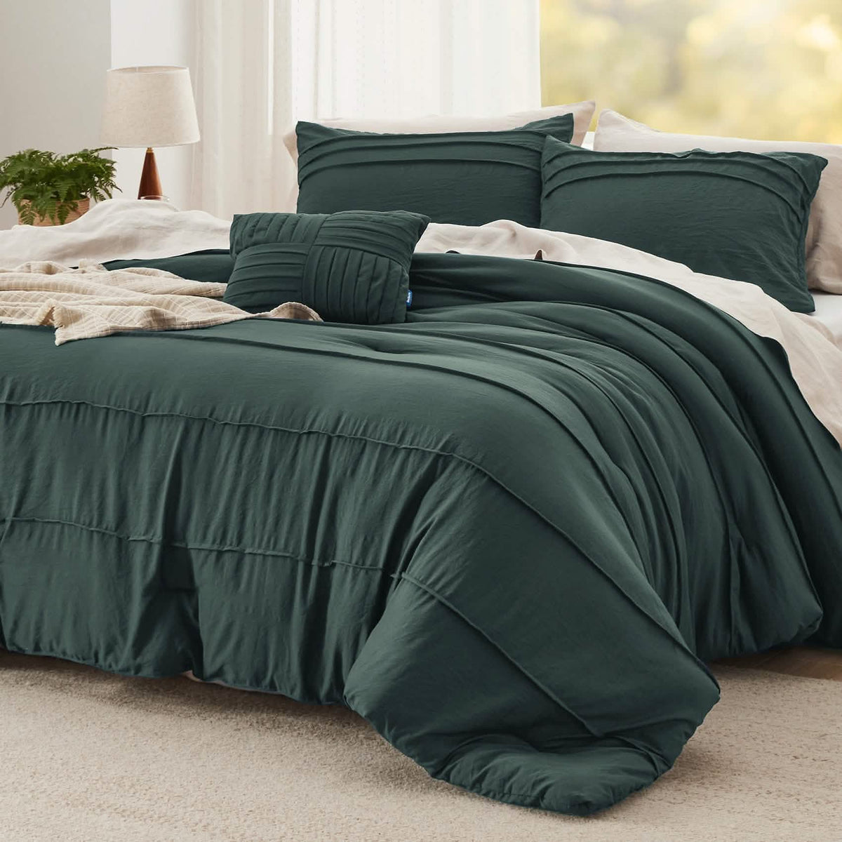 Bed Comforter, Pinch Pleat Set for Year-Round Bedroom Comfort and Restful Sleep, 5 Sizes and 19 Colors image 113