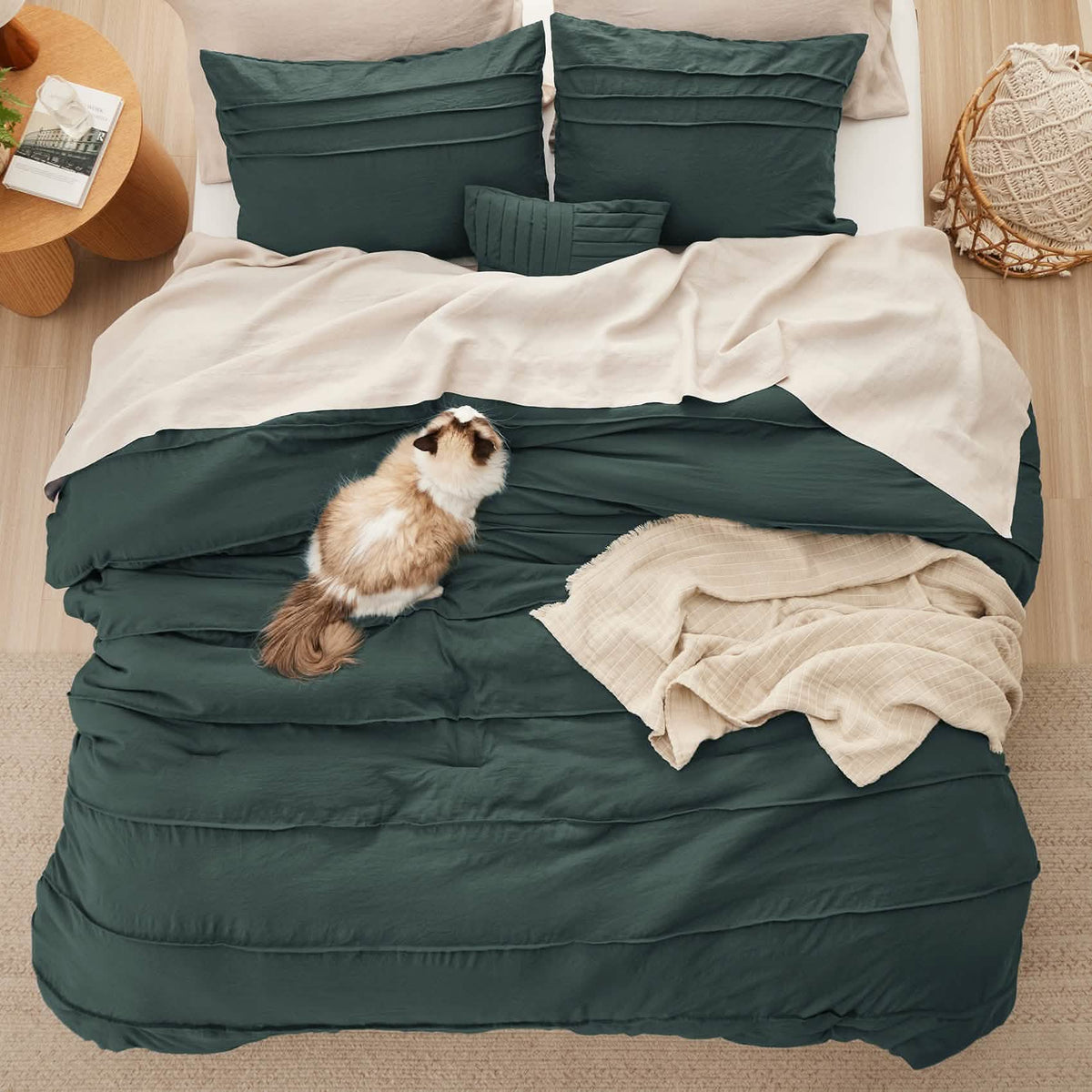Bed Comforter, Pinch Pleat Set for Year-Round Bedroom Comfort and Restful Sleep, 5 Sizes and 19 Colors image 114