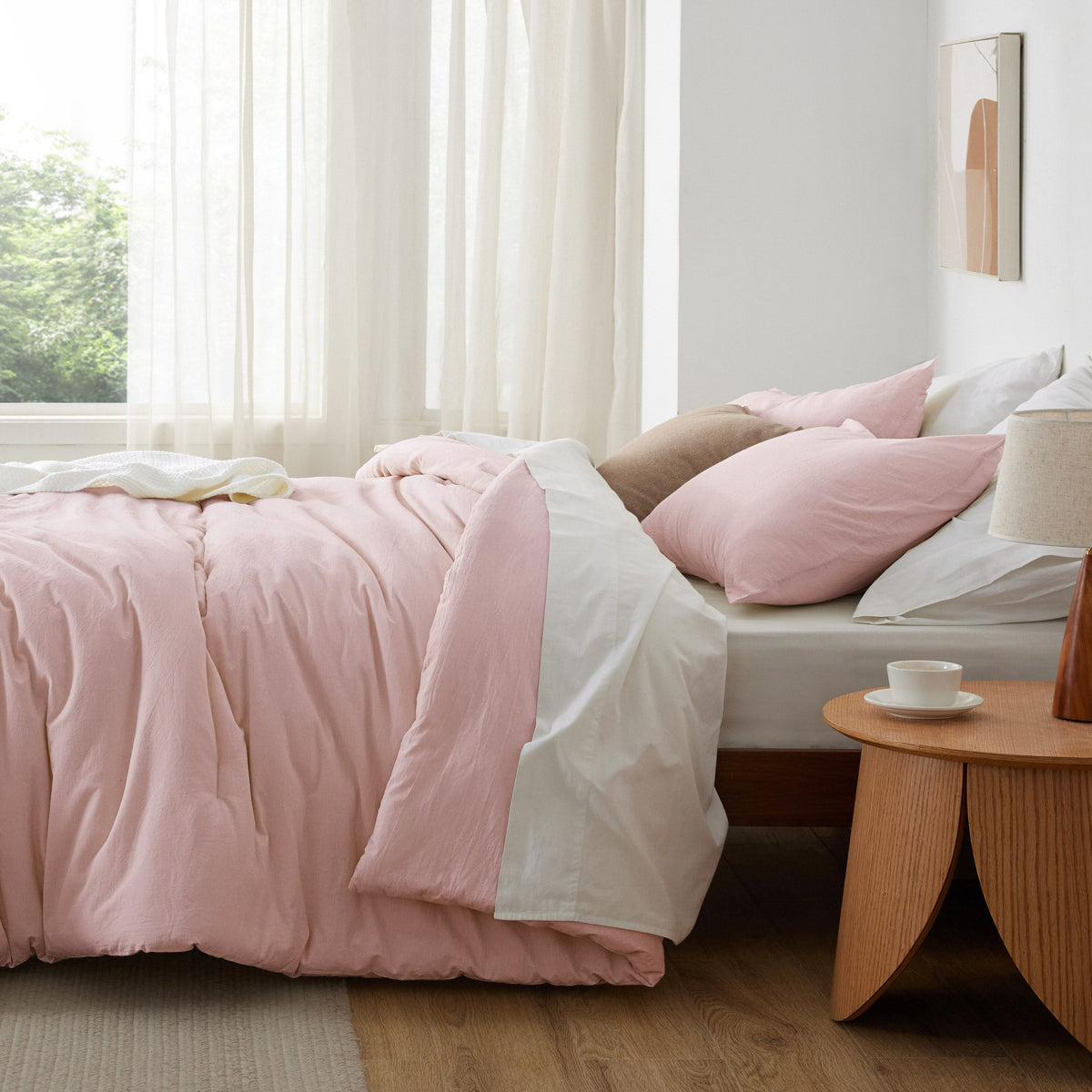 Bed Comforter, Prewashed Cotton Set for Year-Round Bedroom Comfort and Restful Sleep, 5 Sizes and 12 Colors image 114