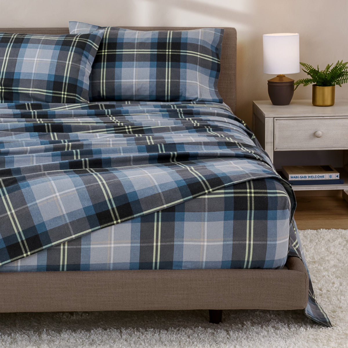 Bed Sheet Set, Cotton Flannel Prints for Master Bedrooms, Guest Beds and Daily Use, 7 Sizes and 30 Colors image 116