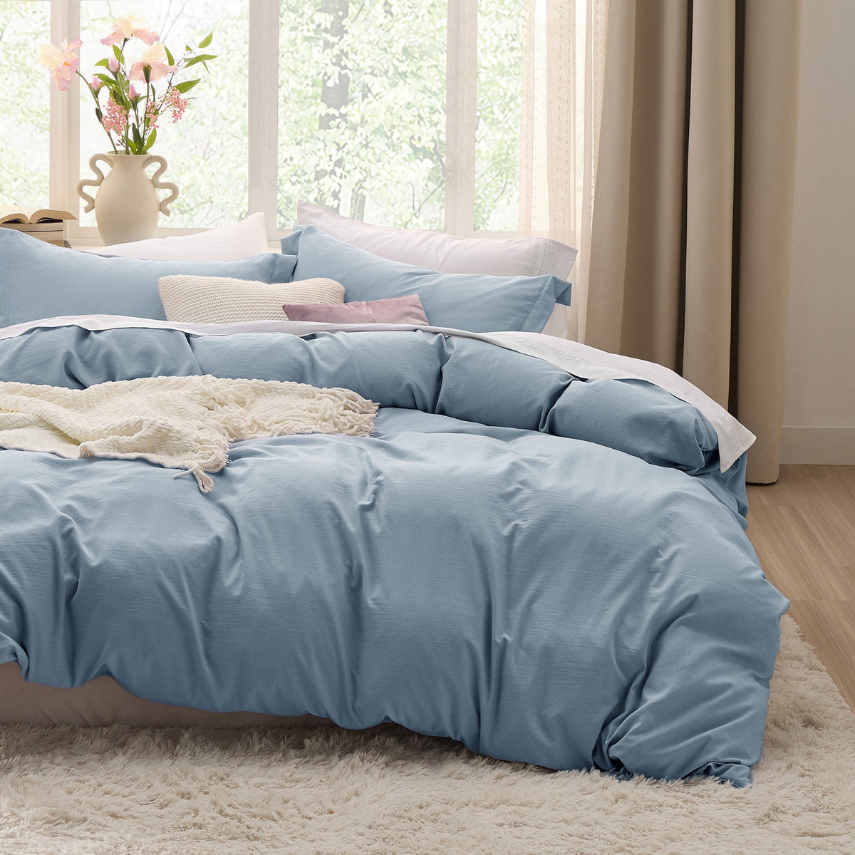 Duvet Cover Set, Ultra Soft Hypoallergenic Microfiber, Lightweight Design for Guest Rooms and Everyday Bedroom Styling image 116
