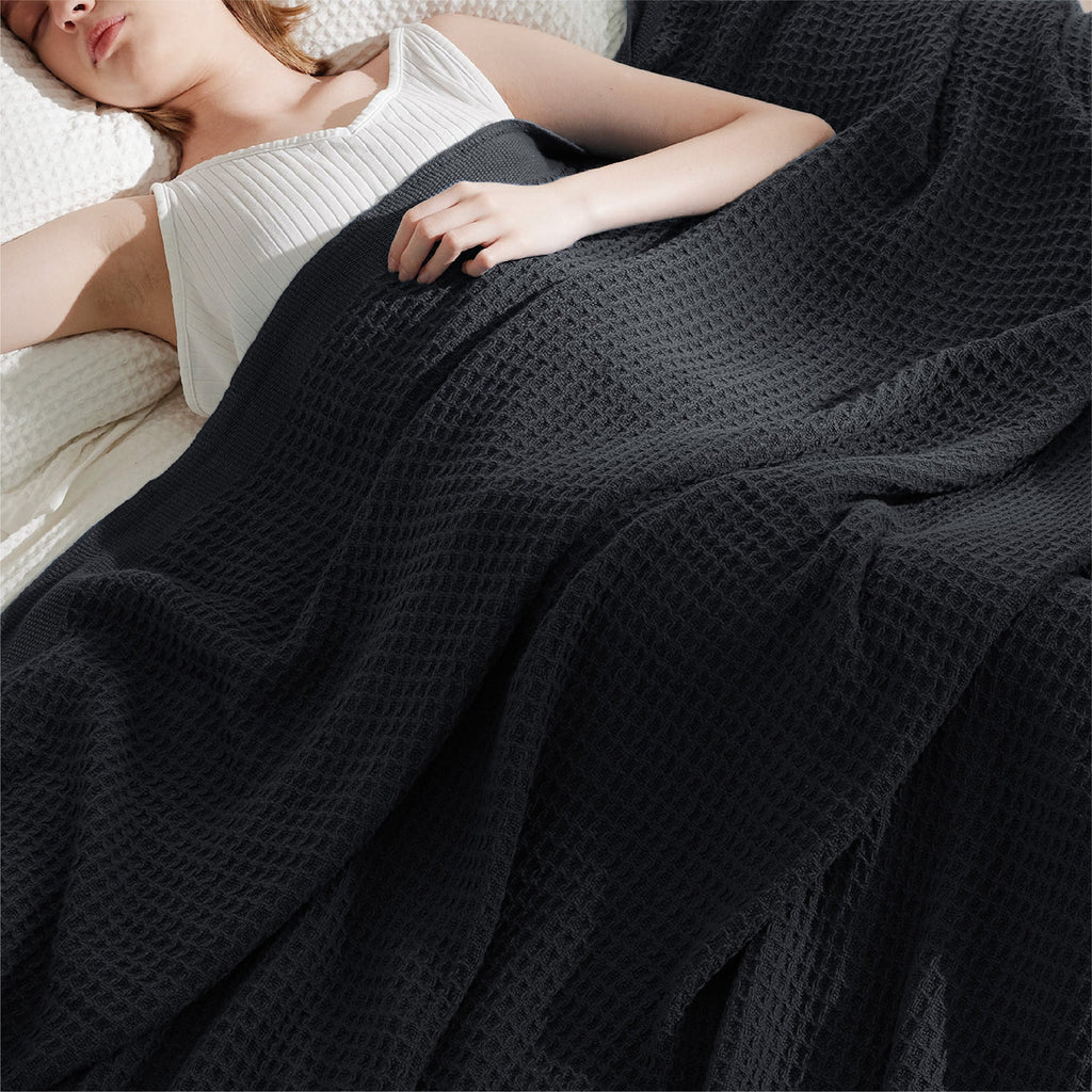 Cozy Throw Blanket, Cotton Waffle Weave, Lightweight Design, Breathable Construction for Living Rooms, Bedrooms and Everyday Lounging image 117