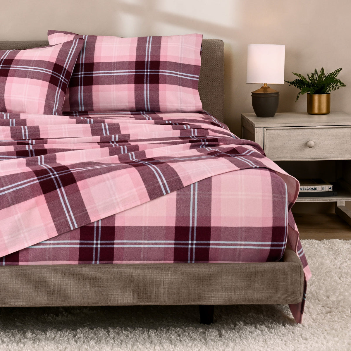 Bed Sheet Set, Cotton Flannel Prints for Master Bedrooms, Guest Beds and Daily Use, 7 Sizes and 30 Colors image 118