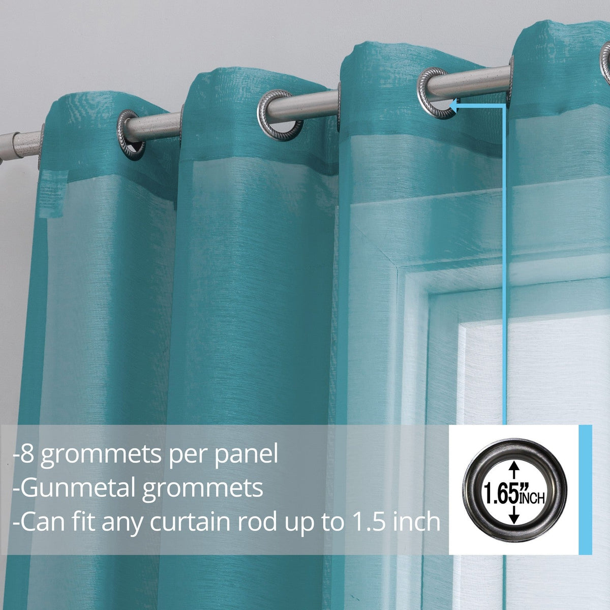 Window Curtain, Victoria Semi Sheer Grommet Panels for Windows, Room Styling and Everyday Privacy, 14 Sizes and 28 Colors image 120