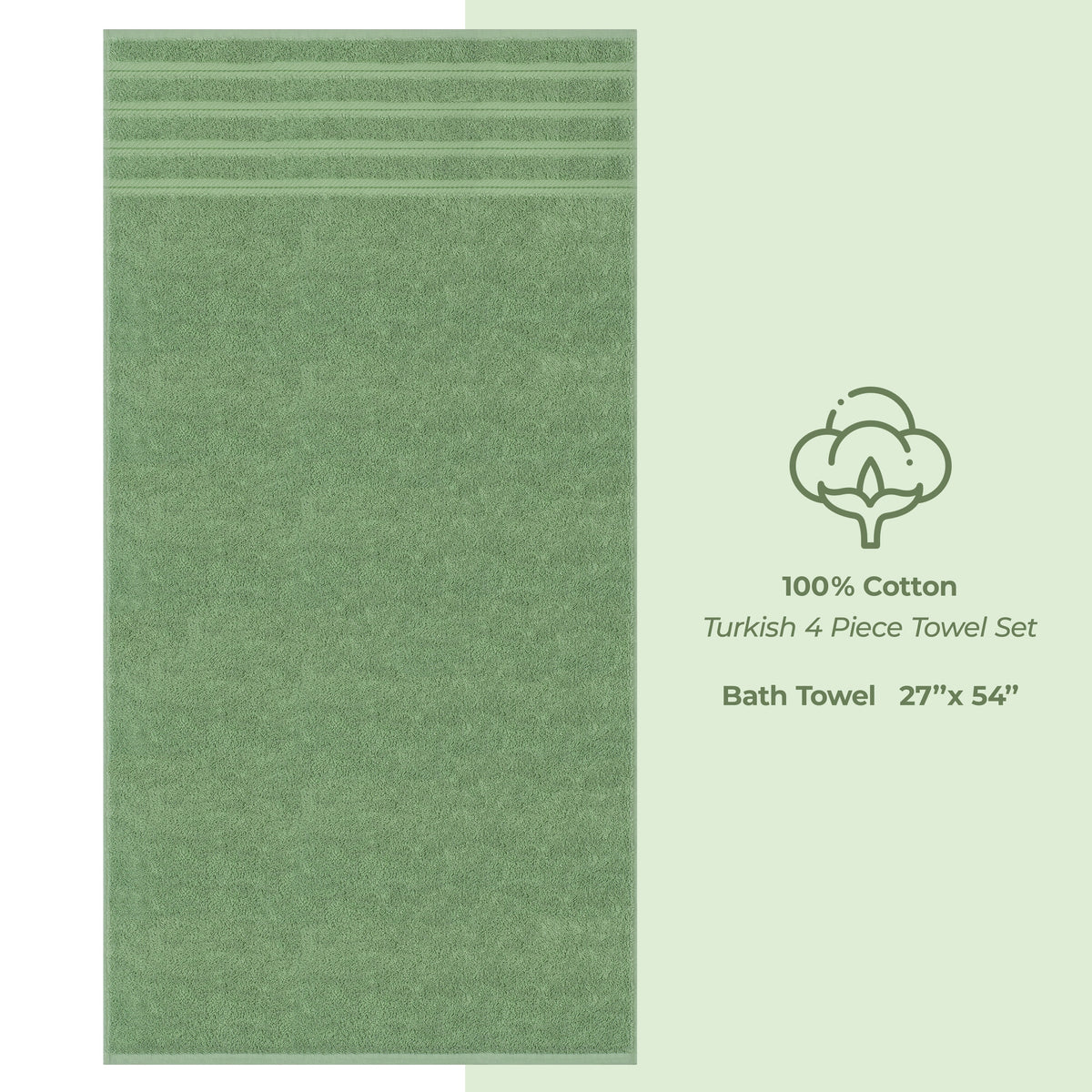 Bath Towel Set, 100% Cotton Turkish Towels for Bathroom, 4 for Home Bathrooms and Everyday Care, 21 Color Options image 121