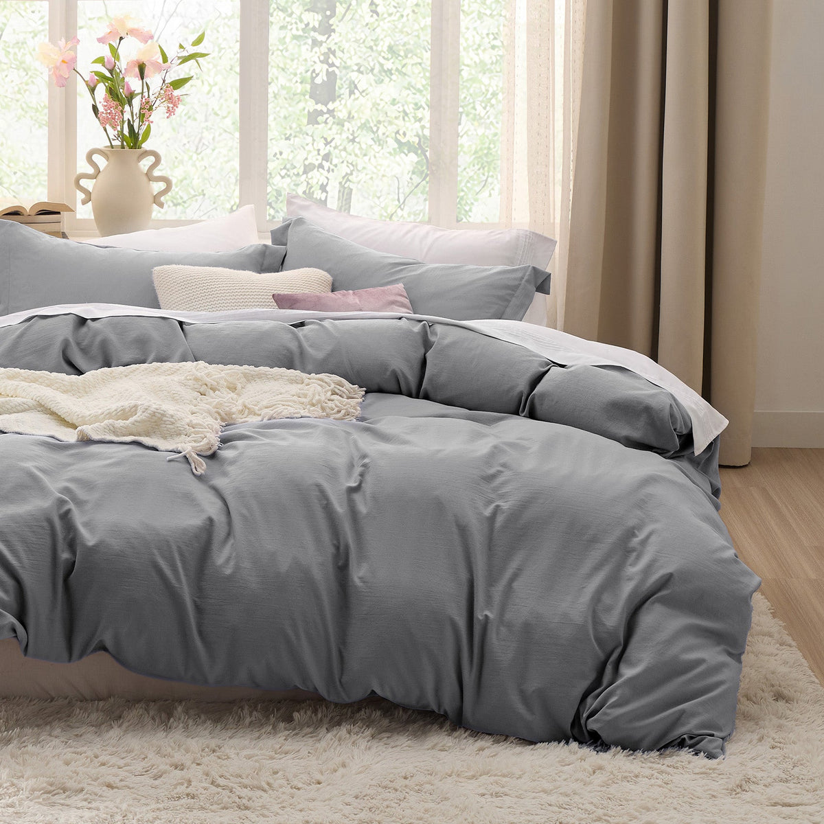 Duvet Cover Set, Ultra Soft Hypoallergenic Microfiber, Lightweight Design for Guest Rooms and Everyday Bedroom Styling image 122