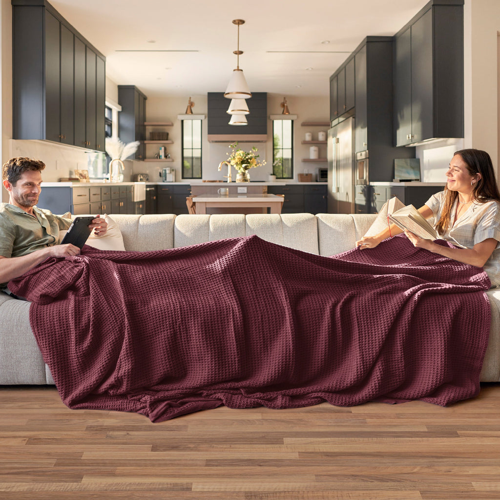 Cozy Throw Blanket, Cotton Waffle Weave, Lightweight Design, Breathable Construction for Living Rooms, Bedrooms and Everyday Lounging image 122