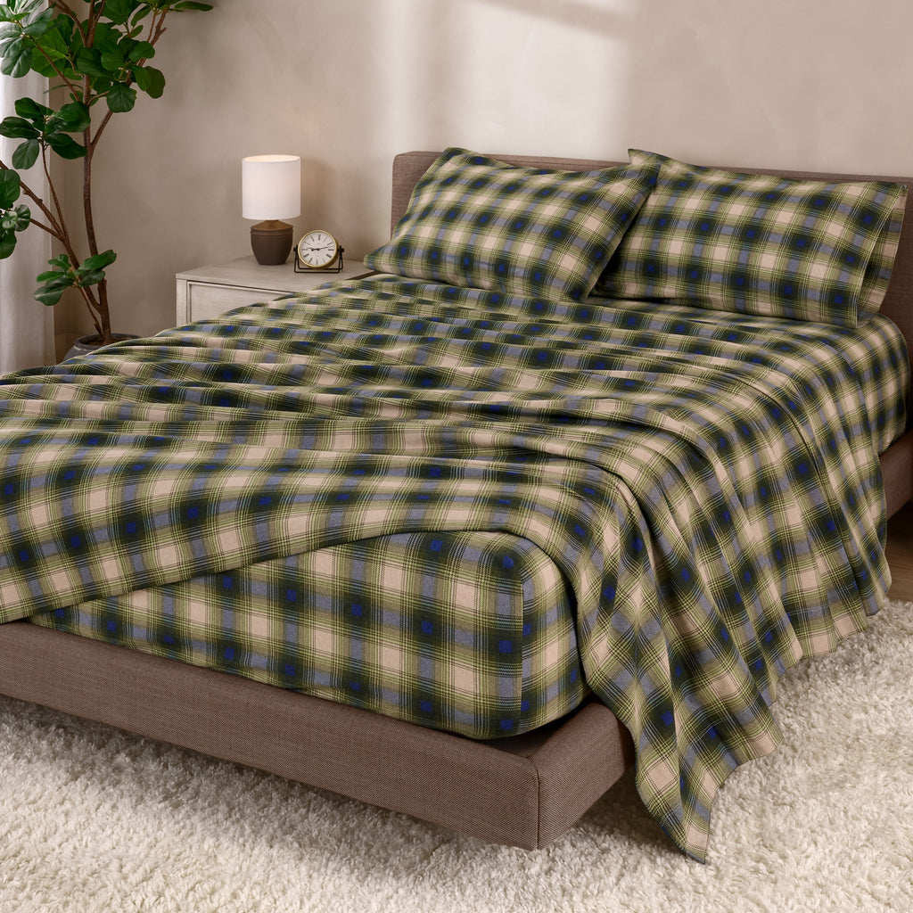 Bed Sheet Set, Cotton Flannel Prints for Master Bedrooms, Guest Beds and Daily Use, 7 Sizes and 30 Colors image 128