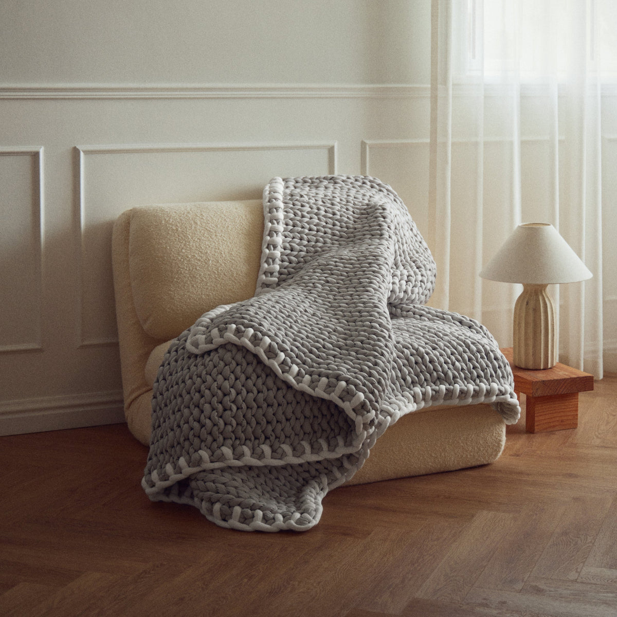 Cozy Throw Blanket, Cotton Weighted for Sofas, Beds and Relaxing at Home, 32 Color Options image 129