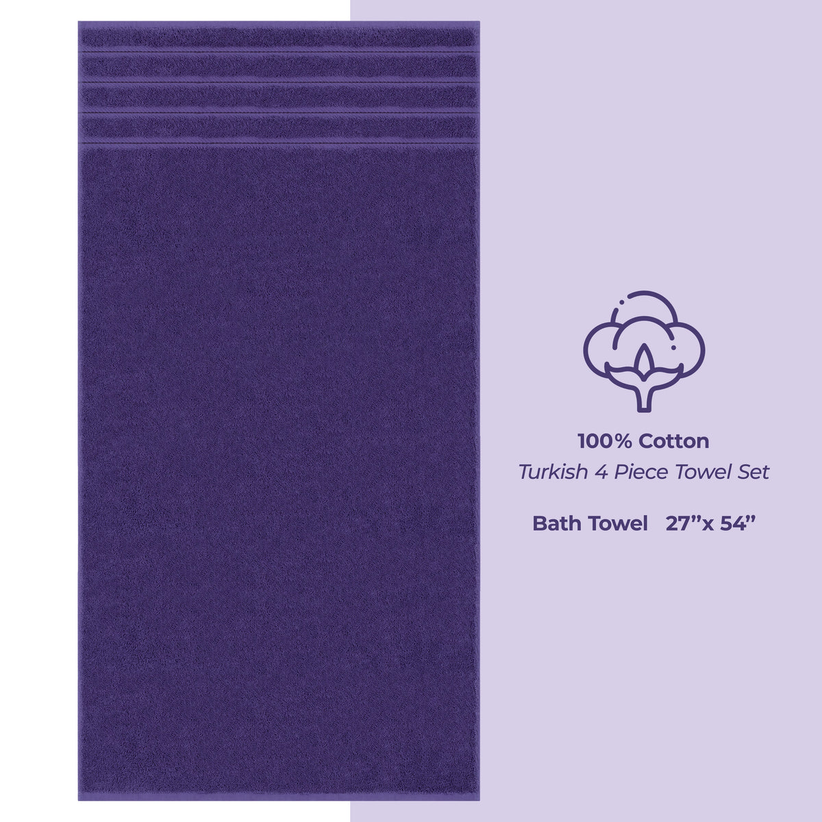 Bath Towel Set, 100% Cotton Turkish Towels for Bathroom, 4 for Home Bathrooms and Everyday Care, 21 Color Options image 130