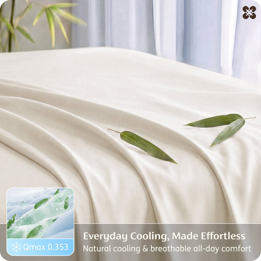 Bed Sheet Set, Rayon Derived from Bamboo, Cooling Comfort, Breathable Construction for Everyday Bedroom Comfort and Guest Rooms image 132