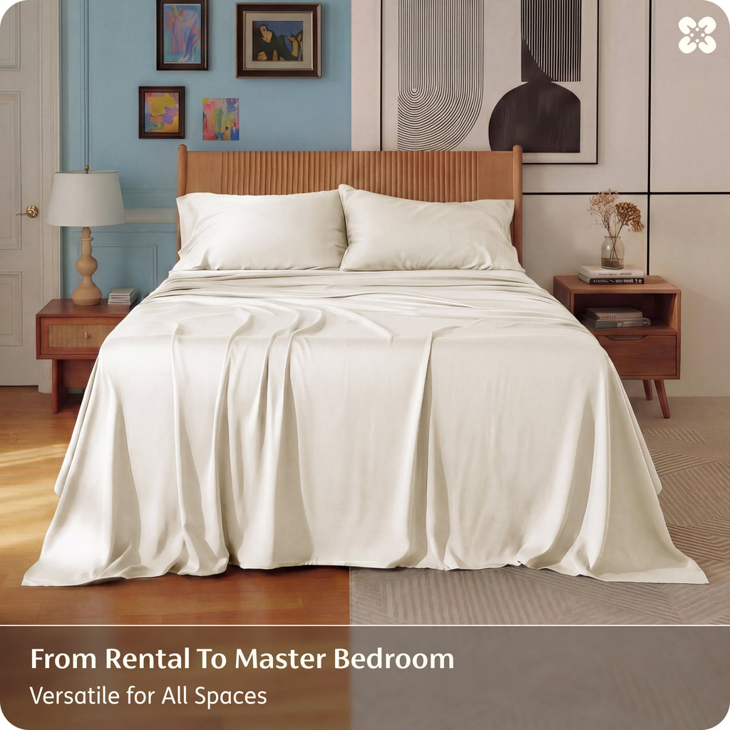 Bed Sheet Set, Rayon Derived from Bamboo, Cooling Comfort, Breathable Construction for Everyday Bedroom Comfort and Guest Rooms image 133