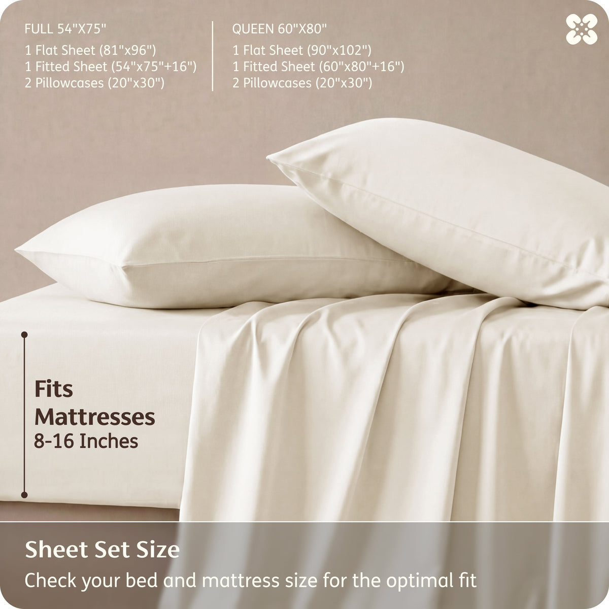 Bed Sheet Set, Rayon Derived from Bamboo, Cooling Comfort, Breathable Construction for Everyday Bedroom Comfort and Guest Rooms image 135