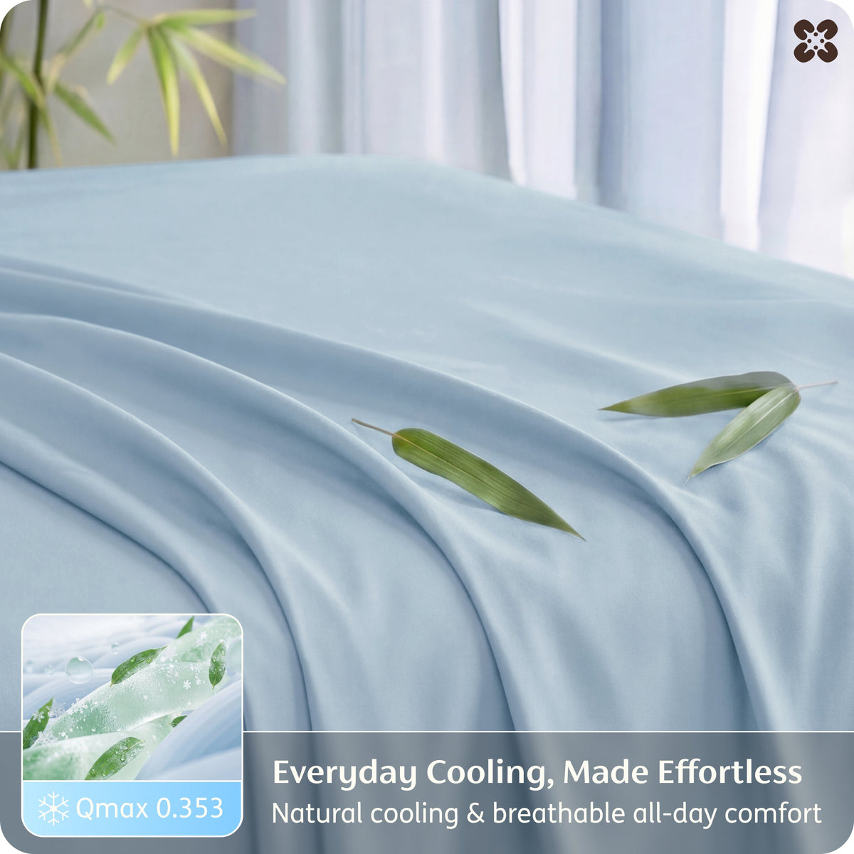 Bed Sheet Set, Rayon Derived from Bamboo, Cooling Comfort, Breathable Construction for Everyday Bedroom Comfort and Guest Rooms image 150