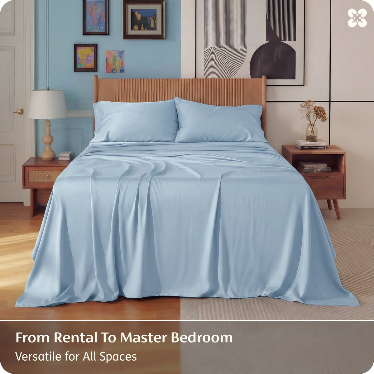 Bed Sheet Set, Rayon Derived from Bamboo, Cooling Comfort, Breathable Construction for Everyday Bedroom Comfort and Guest Rooms image 151