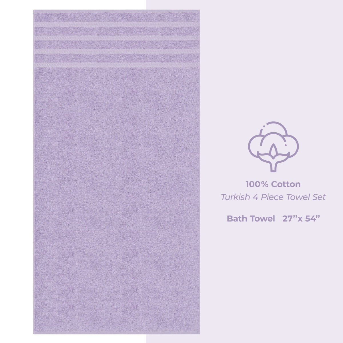 Bath Towel Set, 100% Cotton Turkish Towels for Bathroom, 4 for Home Bathrooms and Everyday Care, 21 Color Options image 157