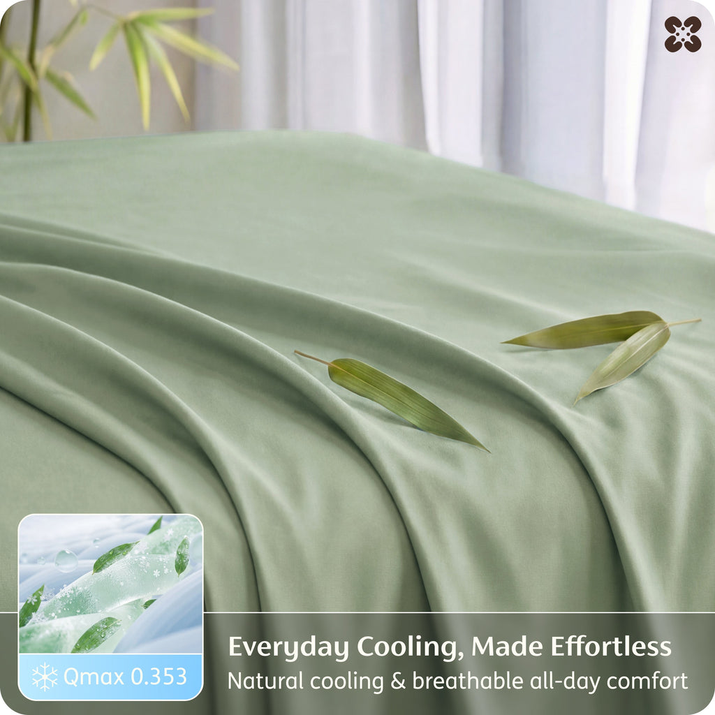 Bed Sheet Set, Rayon Derived from Bamboo, Cooling Comfort, Breathable Construction for Everyday Bedroom Comfort and Guest Rooms image 159
