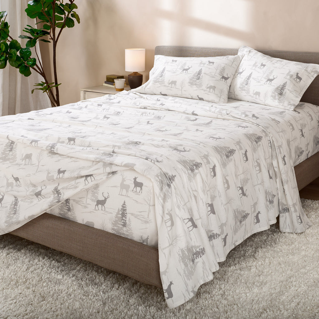 Bed Sheet Set, Cotton Flannel Prints for Master Bedrooms, Guest Beds and Daily Use, 7 Sizes and 30 Colors image 160
